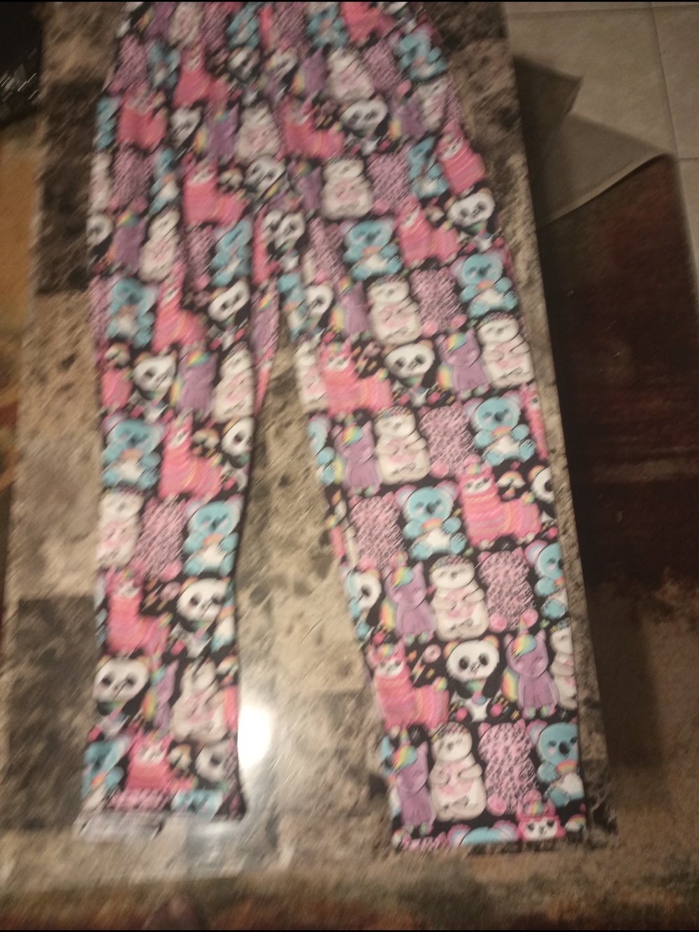 Place Multicolor Cartoon Print Leggings - Pink, Blue, Purple